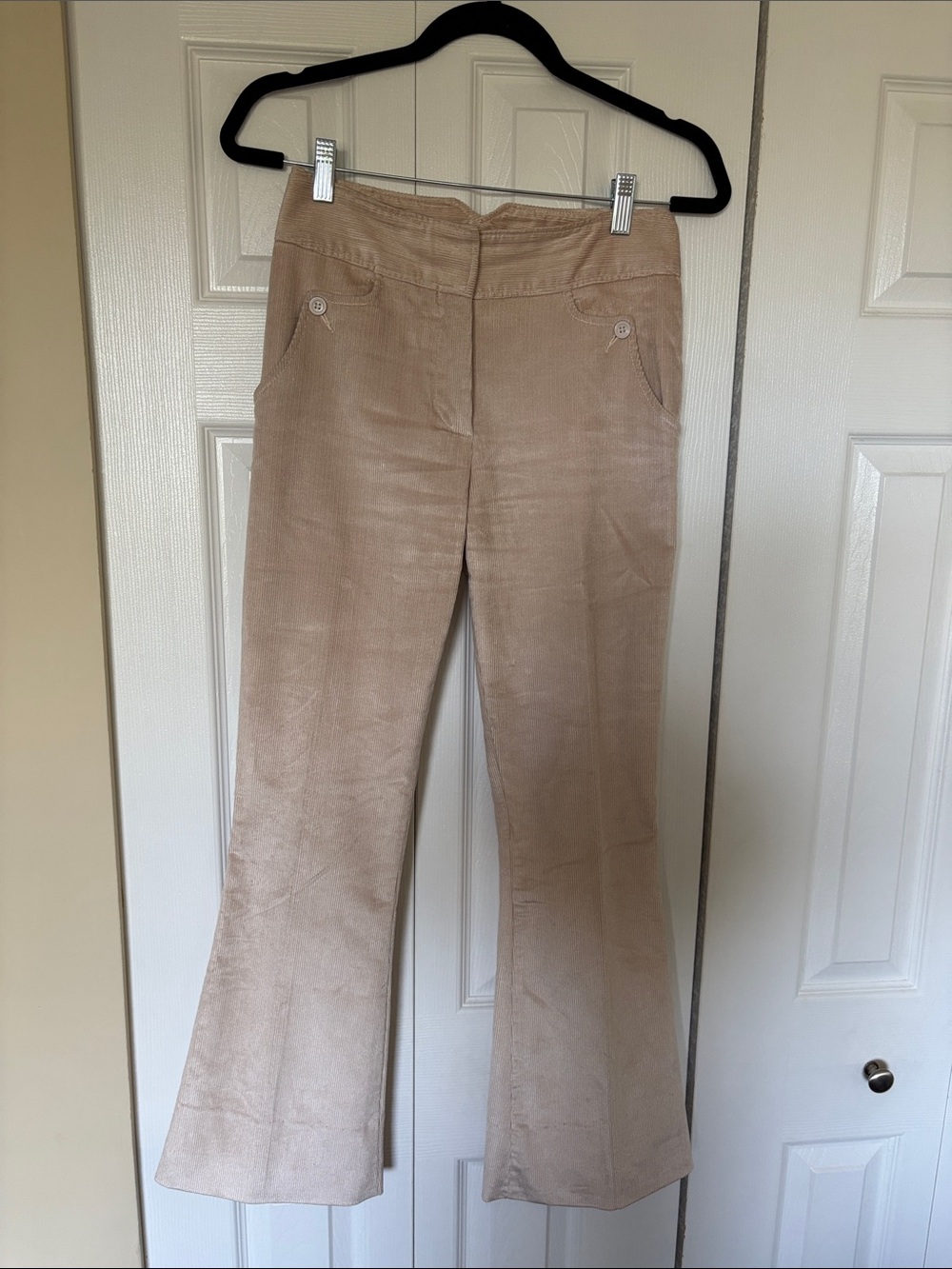 REISS Stanton Corduroy Flared Pants Size US 2 UK 6 Cream